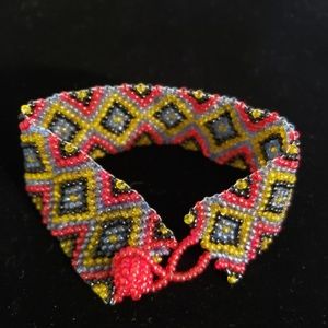 Vintage Chevron Pattern Beaded Bracelet Band